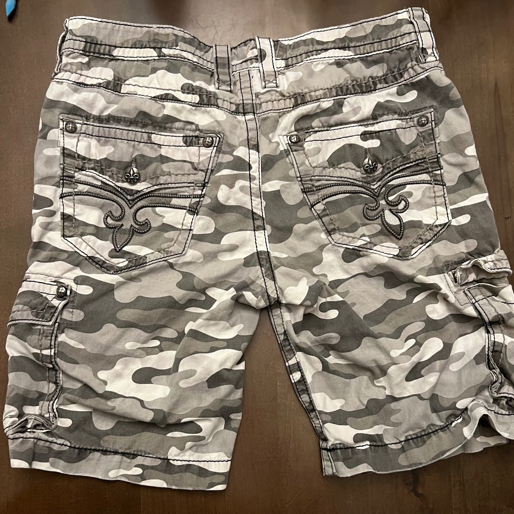 Camo Rock Revival Shorts. Size 36